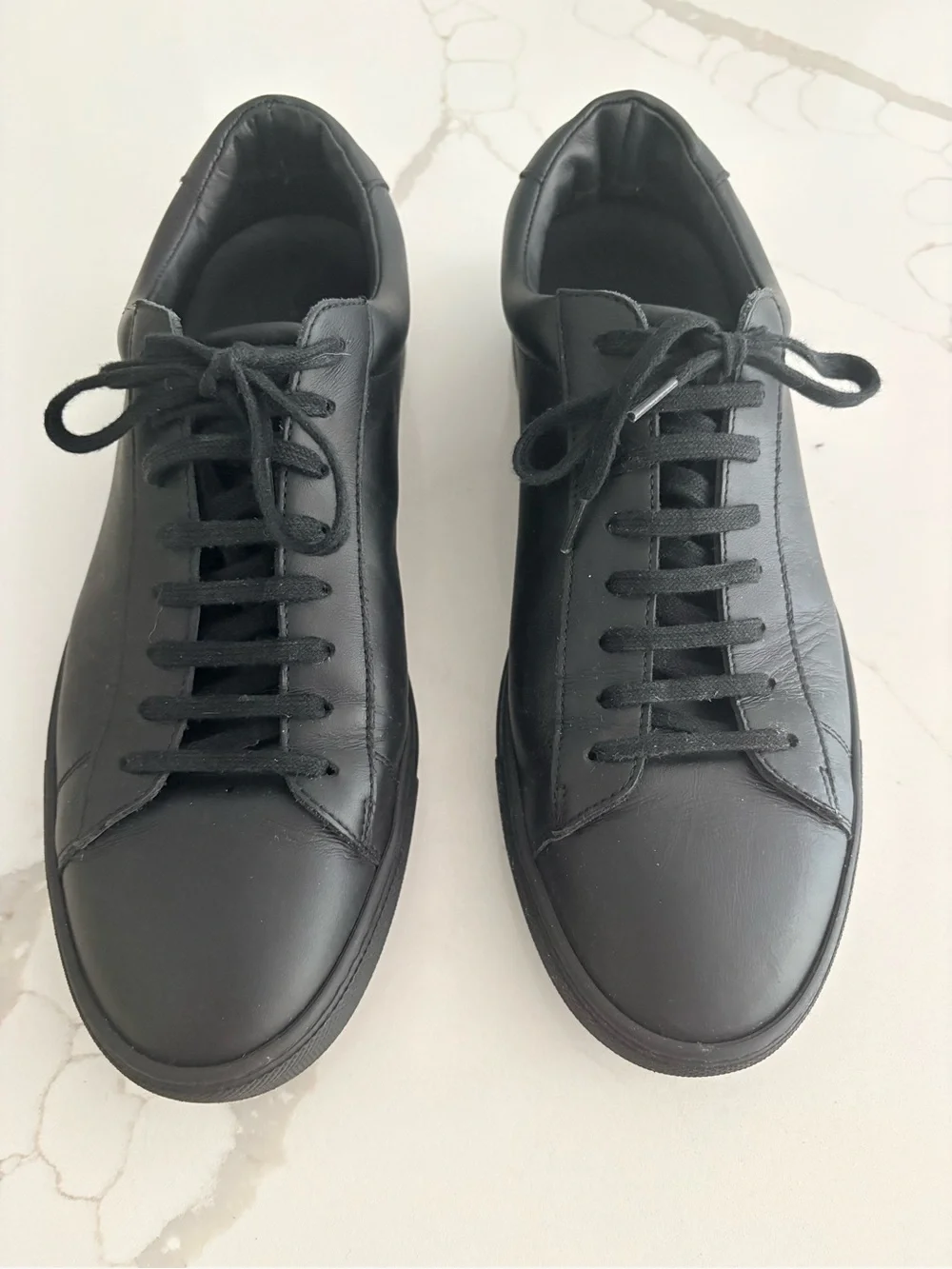 Oliver Cabell Men's Low 1 Jet Black full grain Italian Leather Sneakers